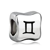European Beads - zodiac gemini silver plated european beads Image.