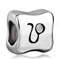 European Beads - leo horoscope symbol silver plated european beads Image.