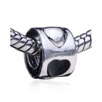 European Beads - cylindrical concave heart silver plated european beads Image.