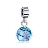 European Beads - foil blue murano dangle european beads all brands charms bracelets Image.
