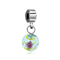  - green murano glass flower dangle Image.