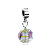 European Beads - foil pink rose dangle european beads all brands charms bracelets Image.