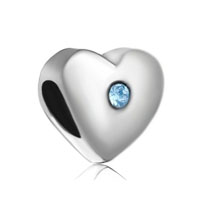 European Beads - blue heart silver plated crystal european beads Image.
