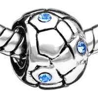 European Beads - textured clear rhinestone silver plated crystal european beads Image.