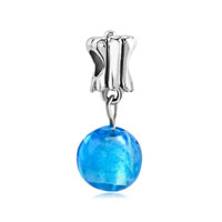 European Beads - blue ball lampwork dangle european beads all brands charms bracelets Image.