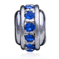 European Beads - round blue silver plated crystal european beads Image.