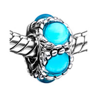 European Beads - december blue zircon color birthstone silver plated crystal european beads Image.