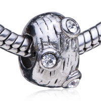 European Beads - round rhinestone spotted silver plated crystal european beads Image.