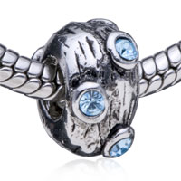 European Beads - march birthstone decoration silver plated crystal european beads Image.