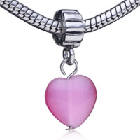 European Beads - soft pink murano glass heart dangle european beads Image.