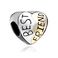 European Beads - heart shape love silver plated beads charms bracelets Image.