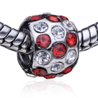European Beads - january garnet color birthstone with silver plated crystal european beads Image.