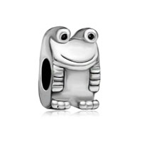 European Beads - cute frog silver plated european beads Image.