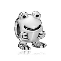 European Beads - big eyes frog shape silver plated beads charms bracelets Image.
