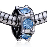 European Beads - wheel like march aquamarine color birthstone crystal european beads Image.