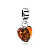 European Beads - amber heart dangle european beads Image.