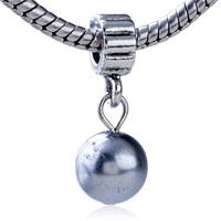 European Beads - slate gray gemstone ball dangle european beads Image.