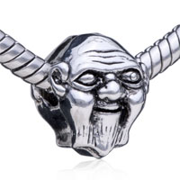 European Beads - old grandpa face silver plated european beads Image.