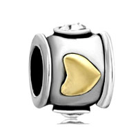European Beads - cylindrical shaped &amp; heart silver plated crystal european beads Image.