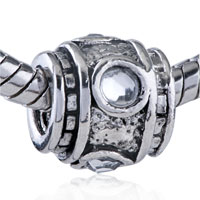 European Beads - round and heart shaped crystal drum silver plated european beads Image.
