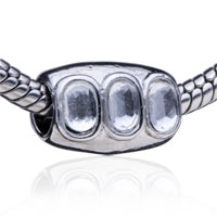 European Beads - baguette shaped three crystals silver plated crystal european beads Image.