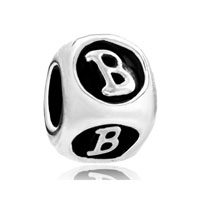 European Beads - dice shaped letter b silver plated beads charms bracelets Image.