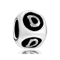 European Beads - dice shaped letter d silver plated beads charms bracelets Image.