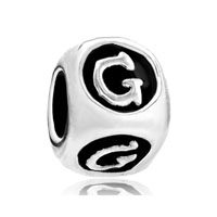 European Beads - dice shaped letter g silver plated beads charms bracelets Image.