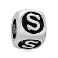 DPC1295: dice shaped letter s silver plated european beads Image.