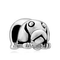 European Beads - cute puppy tummy silver plated beads charms bracelets Image.