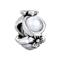 European Beads - flower pearl silver plated beads charms bracelets Image.
