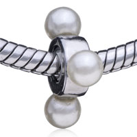 European Beads - faux pearl spacer silver plated crystal european beads Image.