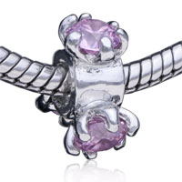 European Beads - february amethyst color birthstone lotus silver plated crystal european beads Image.