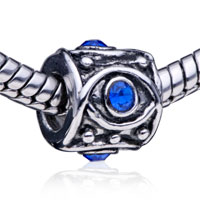 European Beads - cylindrical september sapphire color birthstone silver plated crystal european beads Image.