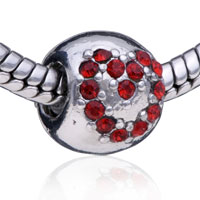European Beads - january birthstone heart silver plated crystal european beads Image.