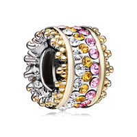 European Beads - october and november birthstone mixture two tone plated crystal european beads Image.