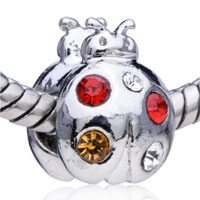 European Beads - ladybug with birthstones silver plated crystal european beads Image.