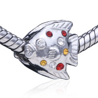 European Beads - fish with birthstones silver plated crystal european beads Image.