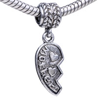 European Beads - half heart dangle european beads Image.