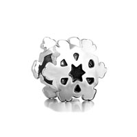European Beads - sectored snowflake silver plated beads charms bracelets Image.