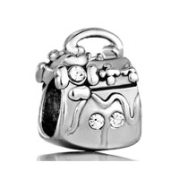 European Beads - clear flower handbag silver plated crystal european beads Image.