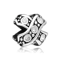 European Beads - delicate cross silver plated european beads Image.