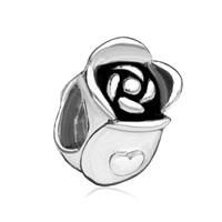 European Beads - rose silver plated beads charms bracelets Image.