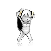 European Beads - happy little girl two tone plated european beads Image.