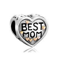 European Beads - heart best mom fit all brands for mother two tone plated beads charms bracelets Image.
