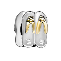 DPC1627: stylish flip flop fit all brands two tone plated beads charms bracelets Image.