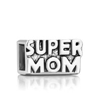 European Beads - mother jewelry cube super mom silver plated beads charms bracelets Image.