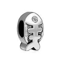 European Beads - fish bone silver plated european beads Image.