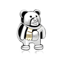 European Beads - funny bear silver plated european beads Image.