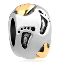 European Beads - footprint two tone plated european beads Image.
